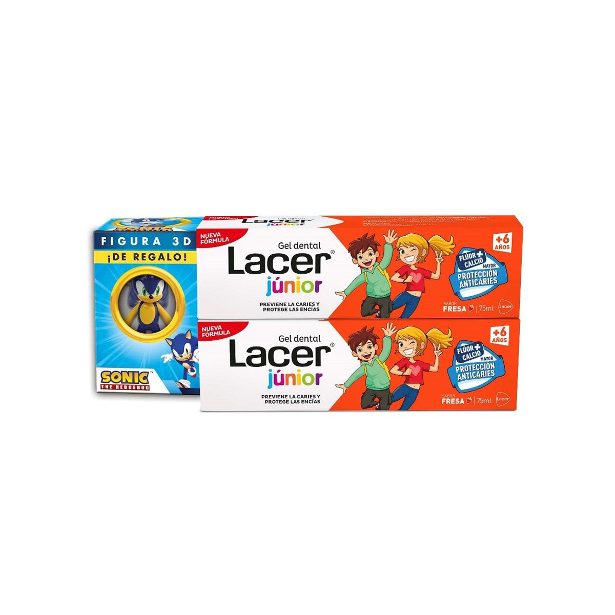 Imagen de Lacer Junior gel dental fresa duplo + figura Sonic 75ml