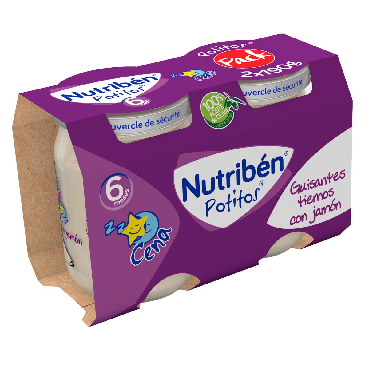 Imagen de Nutriben bipack cena guisantes con jamon 190g